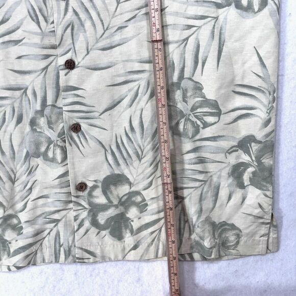Tommy Bahama Shirt Men M Cream 100% Silk Floral Hawaiian Tropical Aloha Resort - Picture 8 of 10